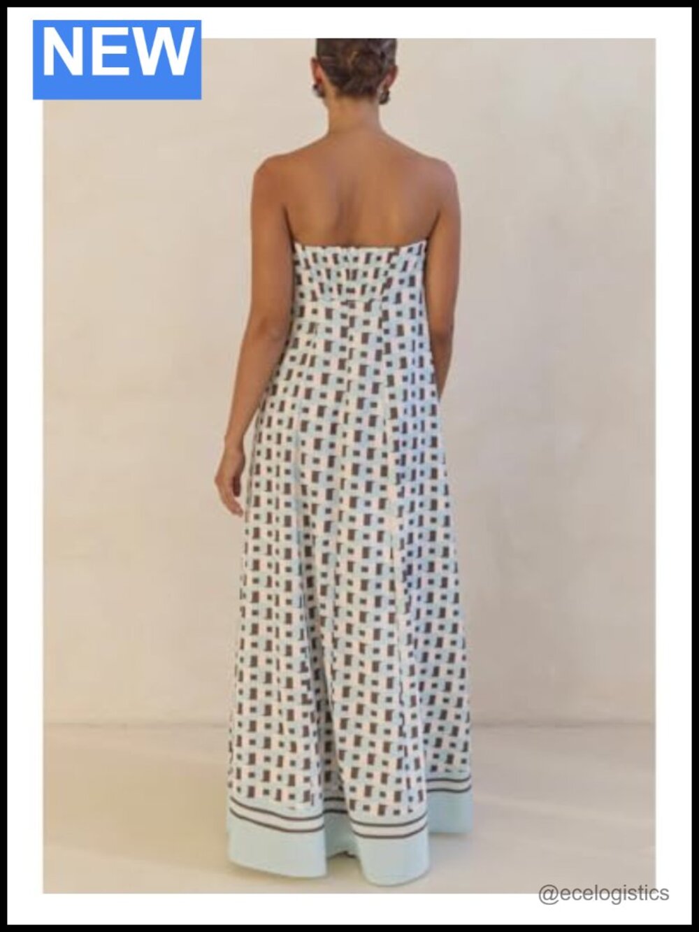 Women's Boho Strapless Maxi Dress, Print Off Shoulder Flowy Hem Loose Tube Long - Picture 3 of 4
